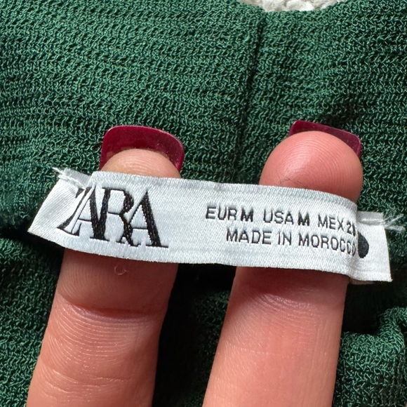 Zara pull on trousers flare knit pants emerald green high rise medium - Picture 2 of 7